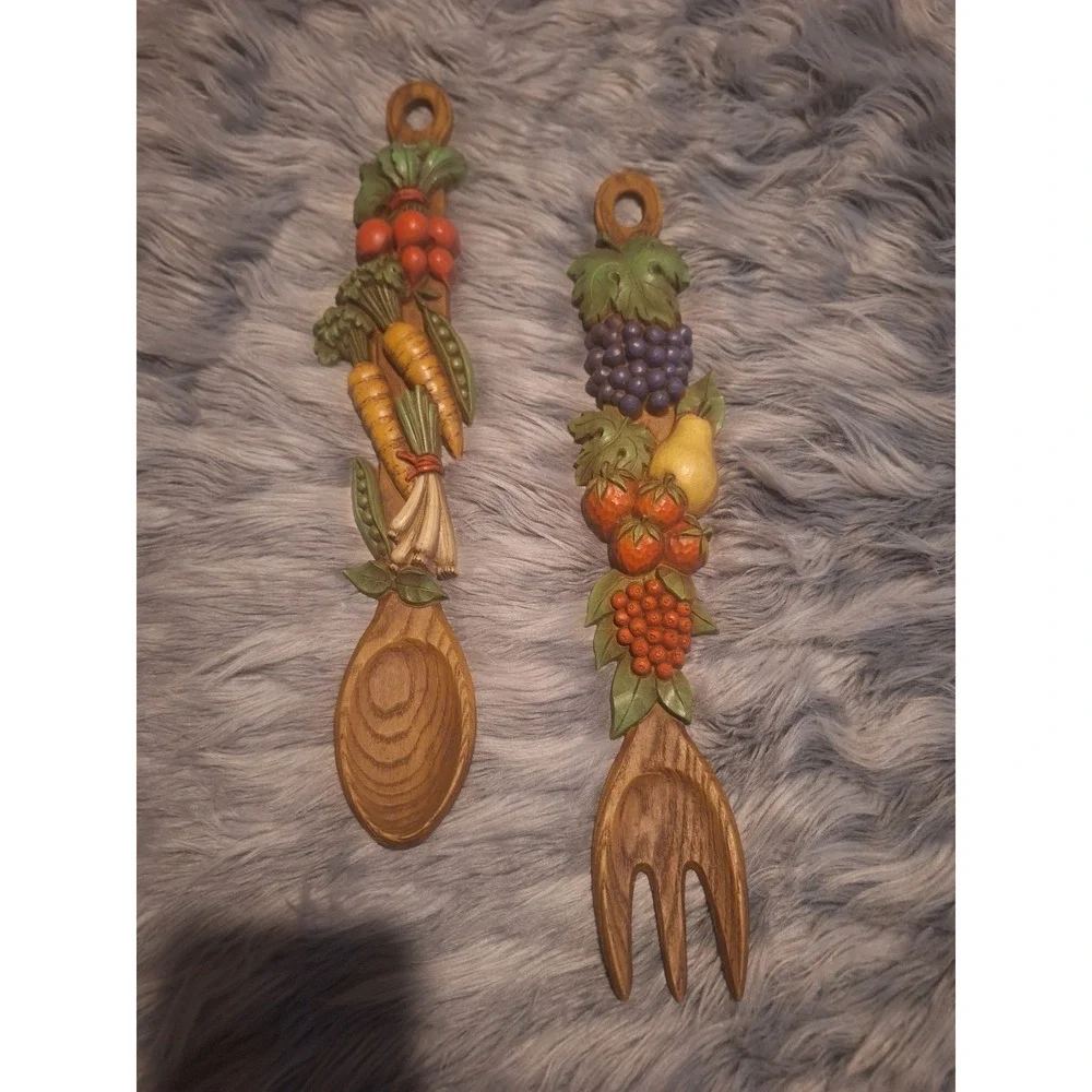 Vintage mcm Fork and Spoon wall hangings